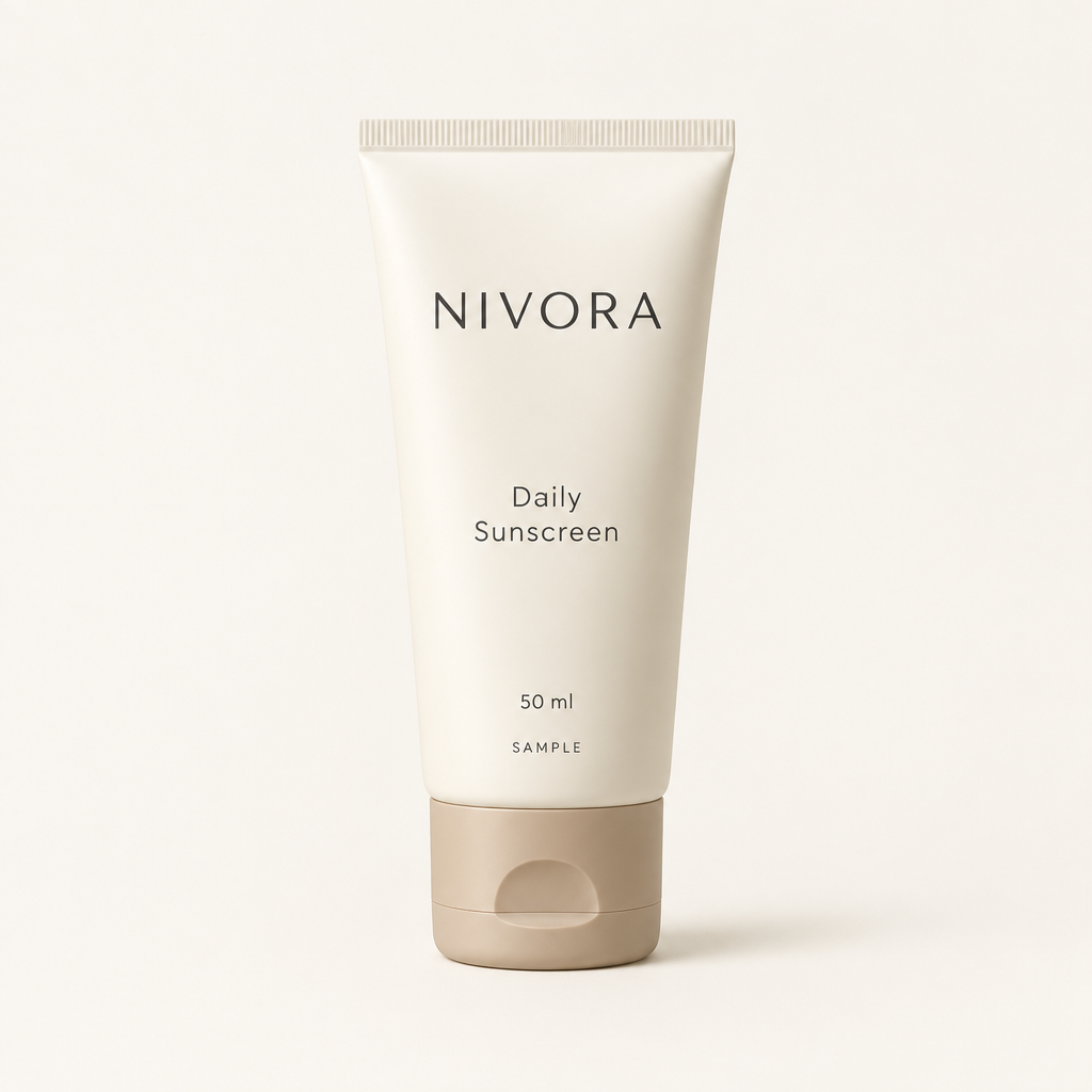 Nivora Daily Sunscreen sample packaging